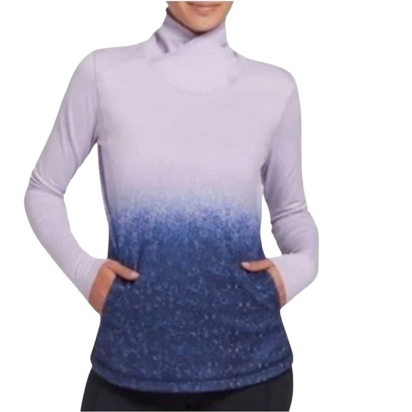 Calia by Carrie Underwood Long Sleeve Mock Neck Purple Ombré Running Top XS - Picture 1 of 15